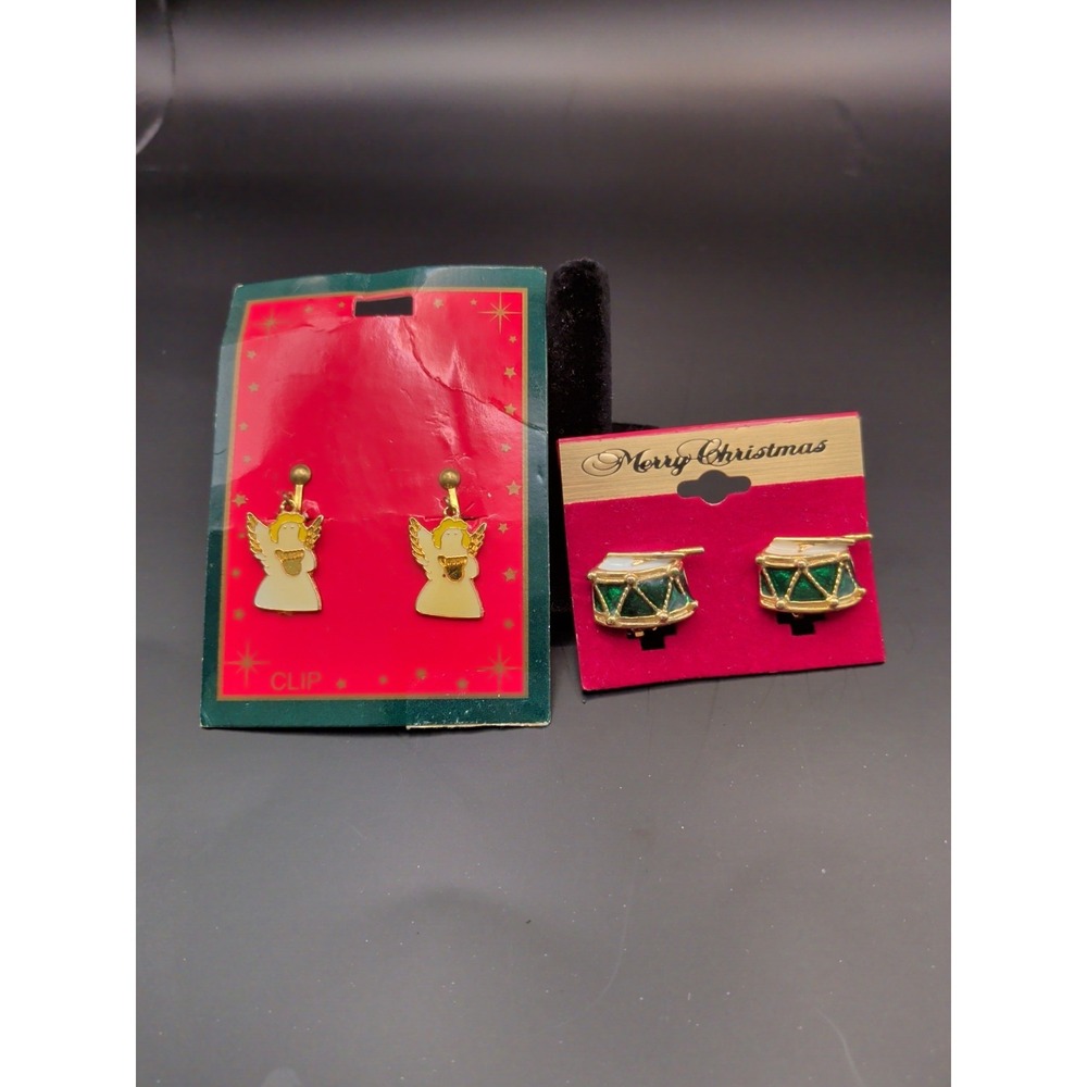 Vintage Christmas Clip On Earrings Set